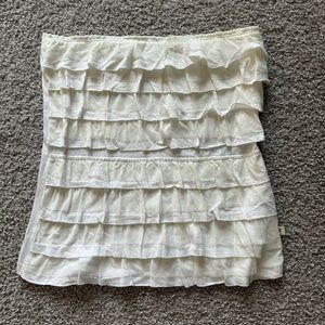 Hollister White/Off White Ruffle Tube Top size M